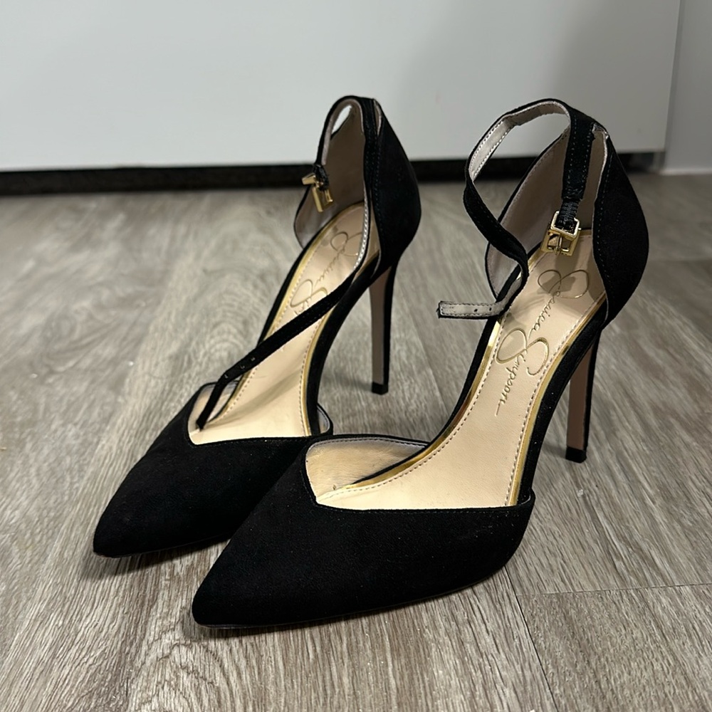 Jessica Simpson Black Felt Heels